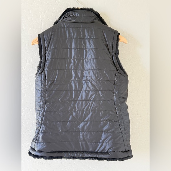 Original Nicole Miller Faux Fur Black Reversible Vest - Small - Picture 5 of 6